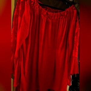 Elegant Red Lace Women's Top